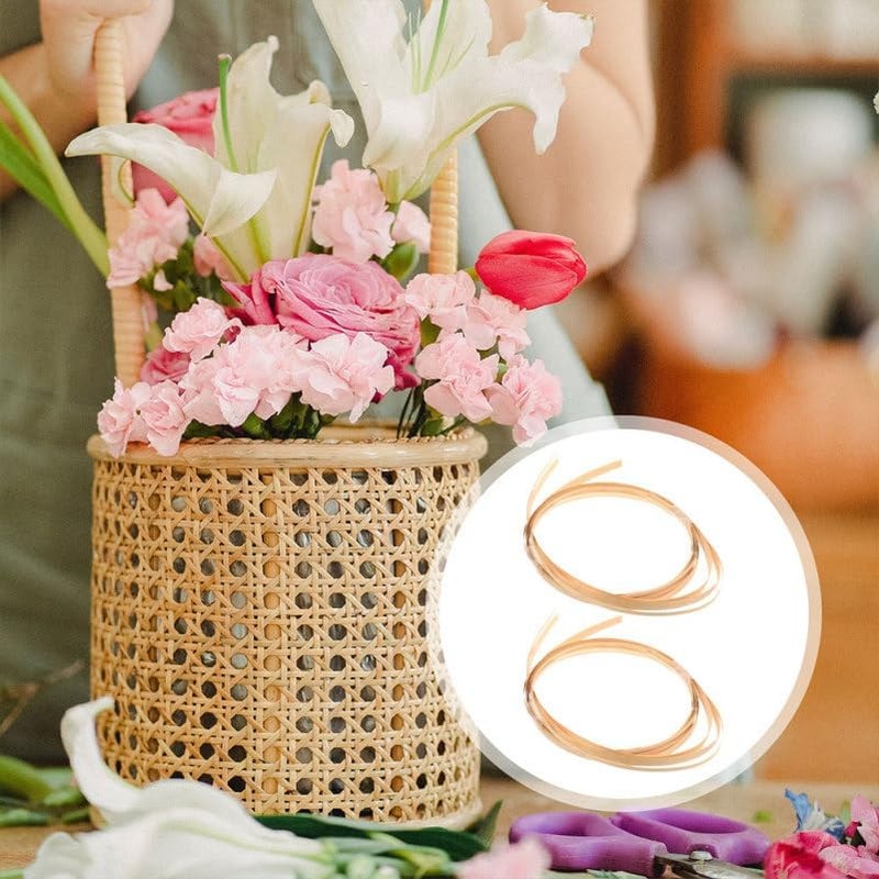 KALLORY 2pcs Rattan Basket Weaving Material Wicker Repair Kit Wide Strips Flat Coil Home Reeds Hand Decor Furniture DIY Reeds Supplies Mayo - Image 2